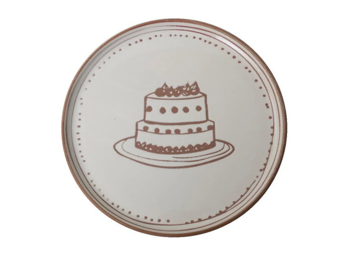 Hermia Juego de 4 Platos de Postre de Cerámica Blanco y Marrón 22 cm